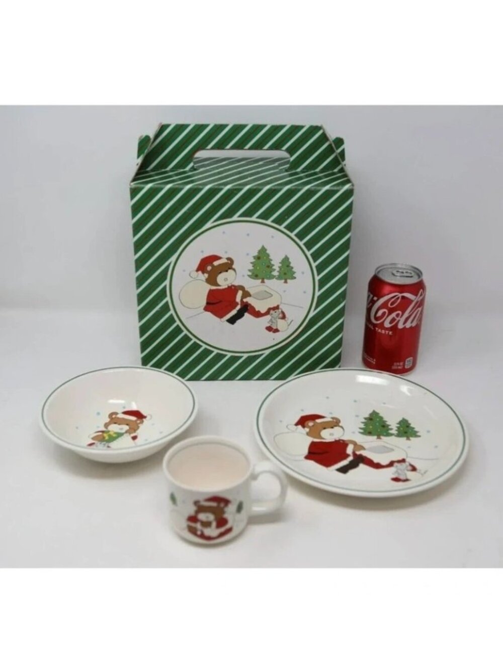 Vintage Home Beautiful Down The Chimney 3 pc Children Set Christmas Holiday Plat